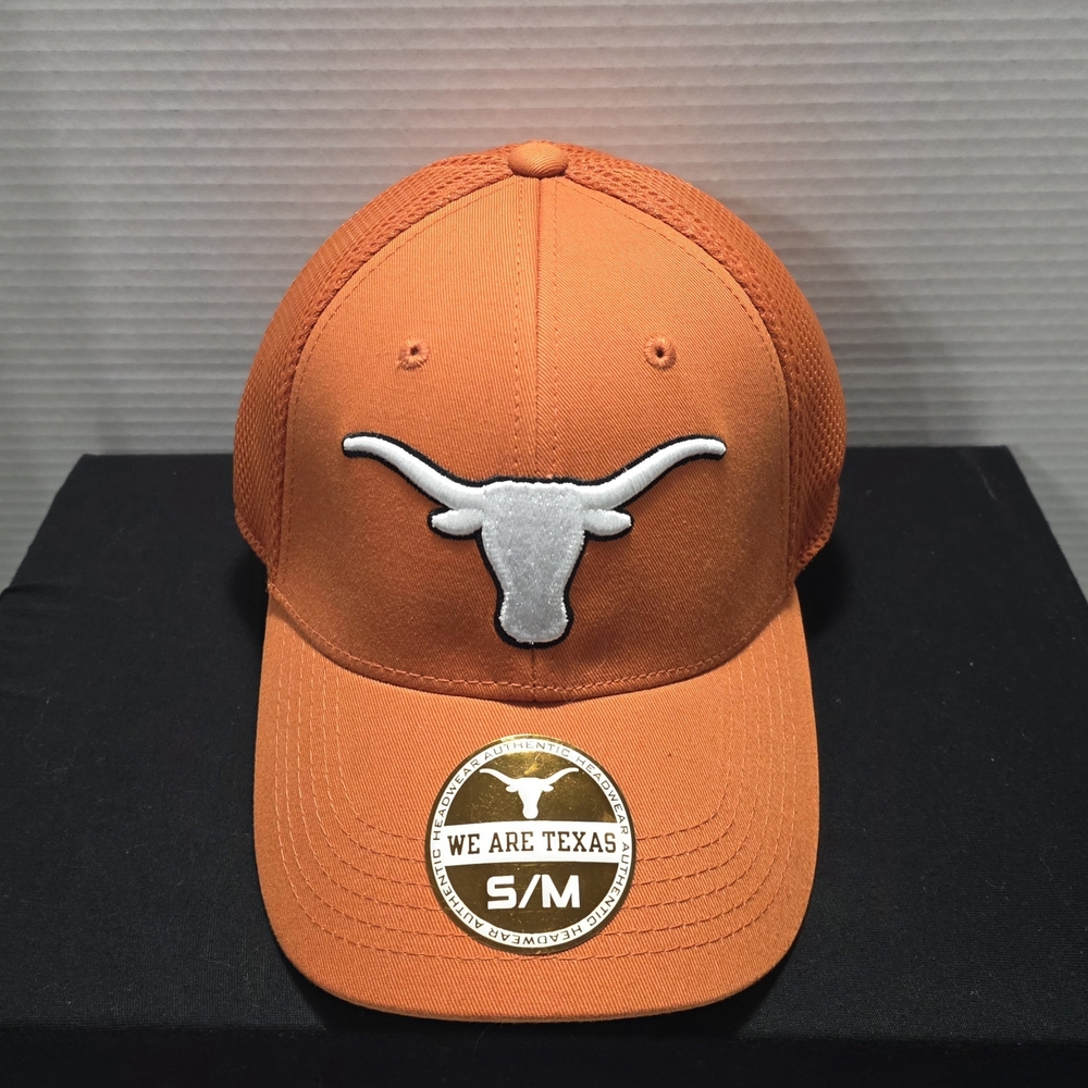 Authentic Texas Longhorns Hat Cap Orange White Men Mesh Back Fitted S/M NWT